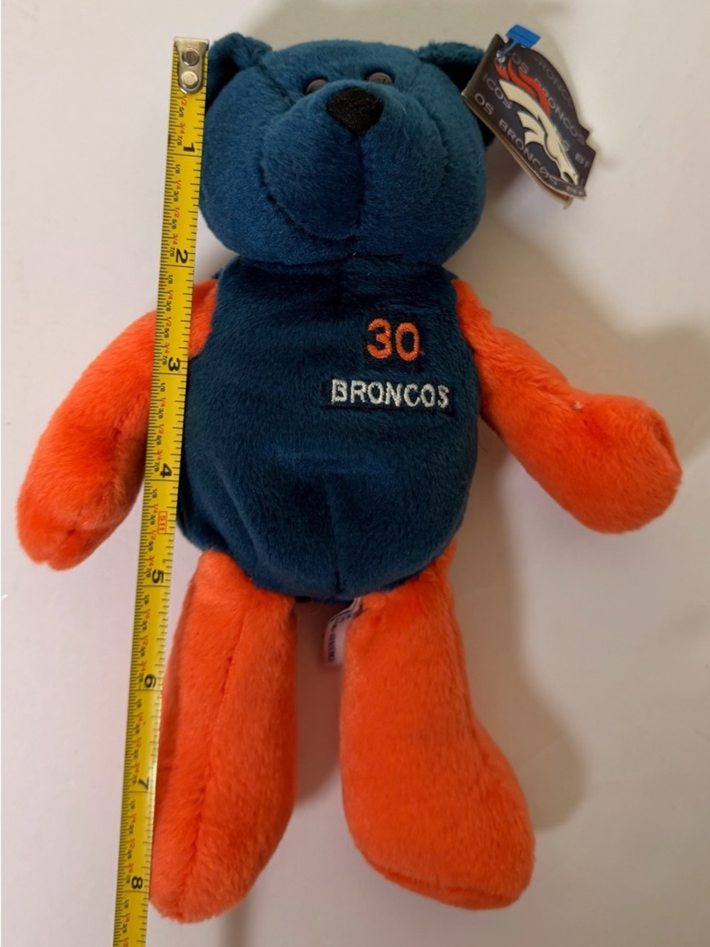 NFL Plush Bear collectible Terrell Davis #30 Denver Broncos blue and orange toy